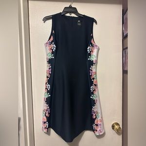 DKNY sleeveless Navy Blue/White/Flowers formal Dress